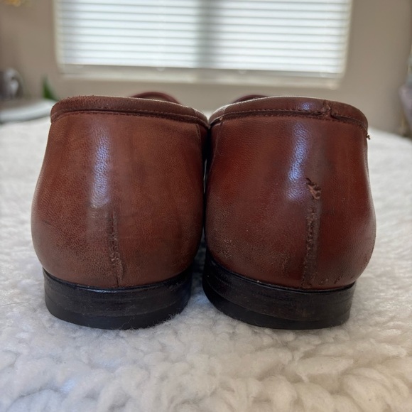 Santoni Chestnut Leather Tassel Loafers size 9 D main image 9